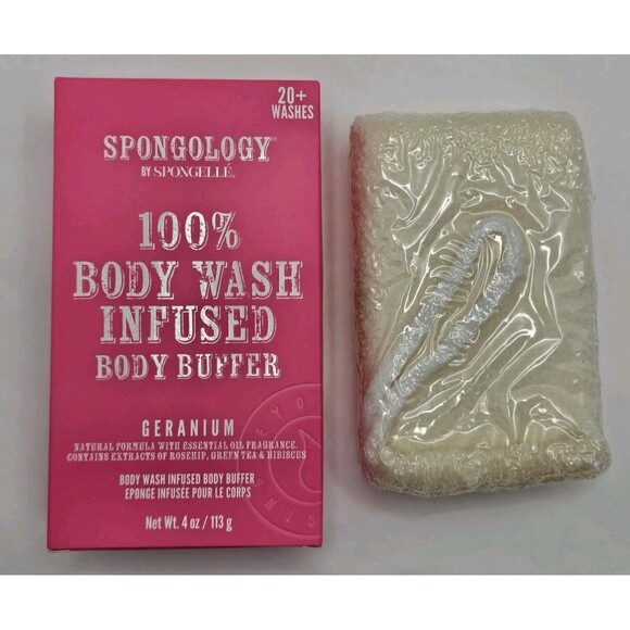 Spongelle Spongology Body Wash Infused Body Buffer Geranium 4oz NEW 20+ Washes - Picture 3 of 3